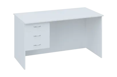 CPL 28 - 14Z13 stůl kancelářský, 3-zásuvkový, levý, dřevěná podnož, deska 25 mm, široký 1400 mm, bílá